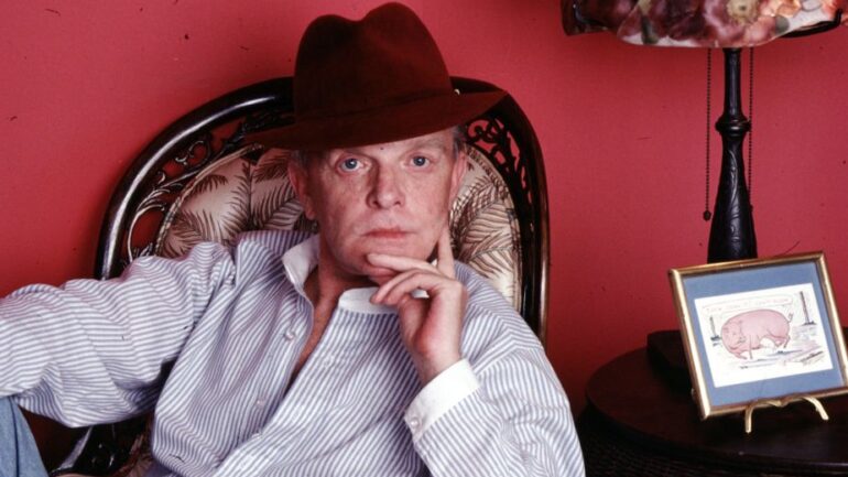 Author, screenwriter and playwright Truman Capote photographed in his United Nations Plaza residence in 1980