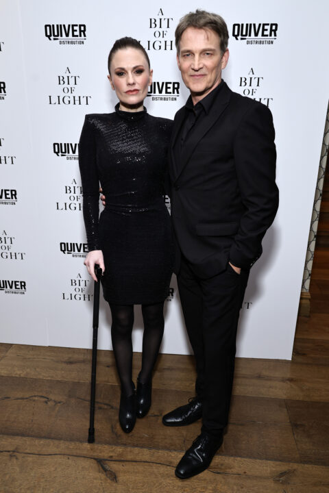 NEW YORK, NEW YORK - APRIL 03: Anna Paquin and Stephen Moyer attend "A Bit Of Light" New York Screening at Crosby Street Hotel on April 03, 2024 in New York City. 
