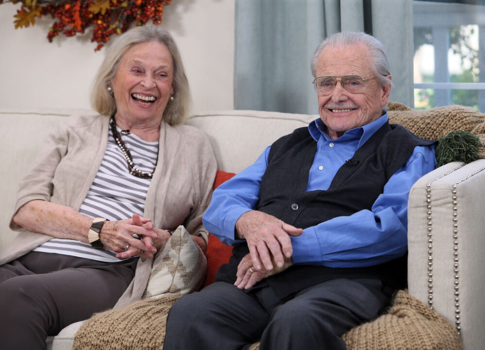 Actress Bonnie Bartlett (L) and husband actor William Daniels visit Hallmark's "Home & Family" at Universal Studios Hollywood on October 25, 2017 in Universal City, California