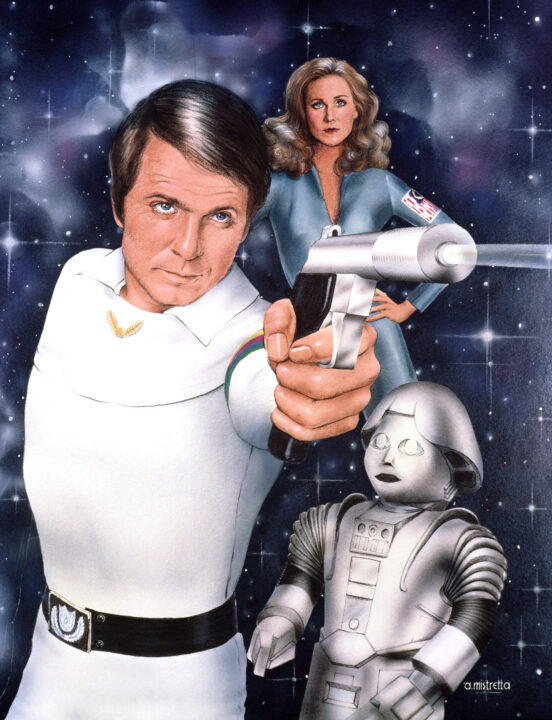 Buck Rogers in the 25th Century (key art): Gil Gerard, Erin Gray, Twiki, 1979-81