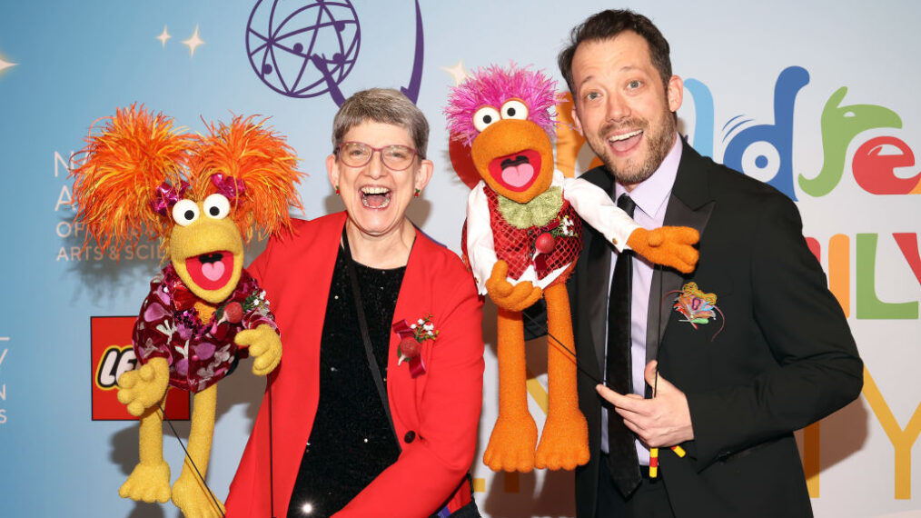 Karen Prell and John Tartaglia attend the 2022 Children's & Family Emmys at Wilshire Ebell Theatre on December 11, 2022 in Los Angeles, California