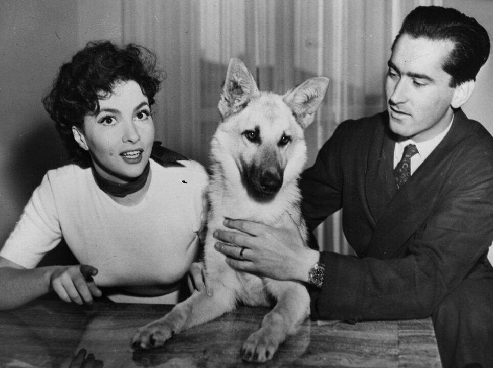 Slug (Lollobrigida-Skofic)Whither Thou Goest, I will go Rome, Italy, Shown with their pet dog here are Italian movie actress Gina Lollobrigida and her husband, Dr. Milko Skofic. Beautiful Gina has rejected many movie offers of stardom on condition that she remain in Italy. She prefers to share that lot of her refugee husband. She won't be so badly off, at that. For Dr. Skofic is going to the united states as a Yugoslav refugee. Date Jan. 19, 1952 Central Press Association Feb. 13, 1952 International News Photos