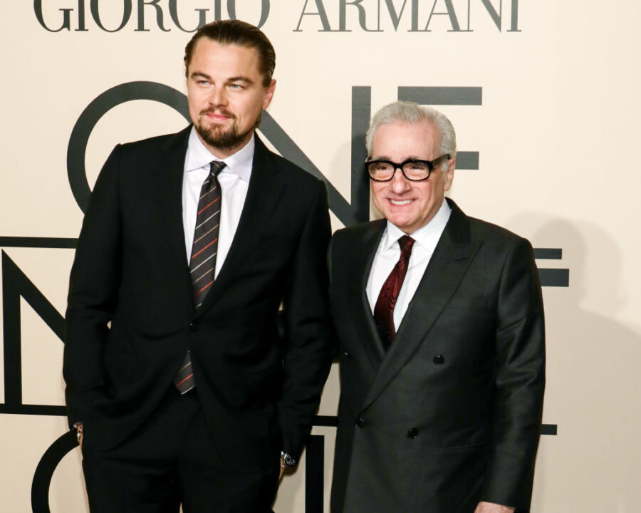 Actor Leonardo DiCaprio (L) and director Martin Scorsese attend Giorgio Armani - One Night Only New York at SuperPier on October 24, 2013 in New York City