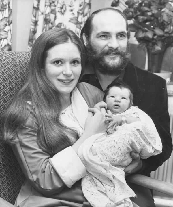 Musician Mike Pinder, of the band 'The Moody Blues', pictured with his wife Donna and bay son Daniel Elan, at St Teresa's Hospital, London, November 26th 1971