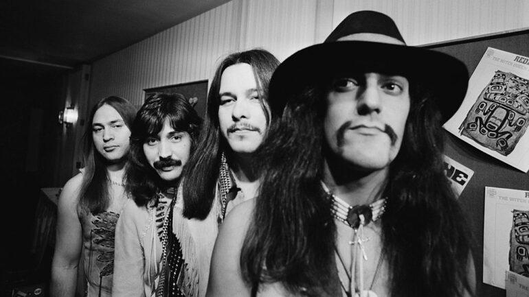 Native American rock group Redbone: (left to right) Lolly Vegas, Pat Vegas, Pete DePoe and Tony Bellamy, 18th November 1971
