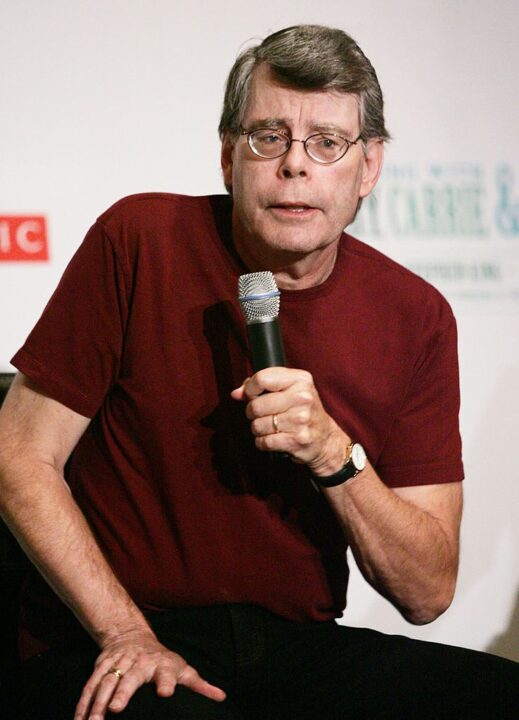 Author Stephen King participates in a news conference for "An Evening With Harry, Carrie and Garp," a reading with King, J.K. Rowling and John Irving, at Radio City Music Hall August 1, 2006 in New York City
