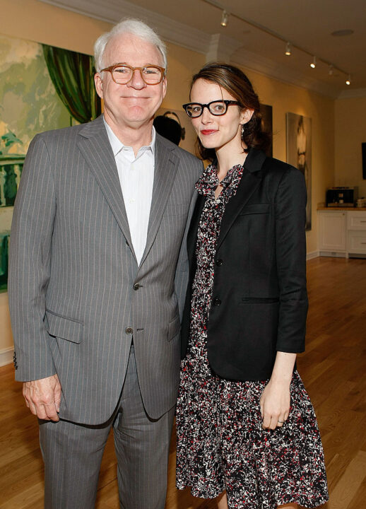 Actor and musician Steve Martin (L) and wife Anne Stringfield attend the presentation of "Wounded" curated by Carole Bayer Sager at LA Art House on May 6, 2009 in West Hollywood, California