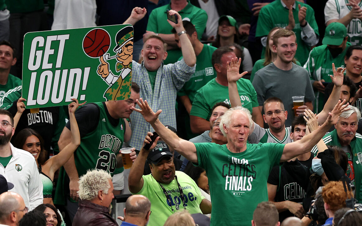 BOSTON, MASSACHUSETTS - JUNE 08: Former Boston Celtics player Bill Walton cheers with fans in the third quarter during Game Three of the 2022 NBA Finals against the Golden State Warriors at TD Garden on June 08, 2022 in Boston, Massachusetts. The Boston Celtics won 116-100. NOTE TO USER: User expressly acknowledges and agrees that, by downloading and/or using this photograph, User is consenting to the terms and conditions of the Getty Images License Agreement. (Photo by Maddie Meyer/Getty Images)