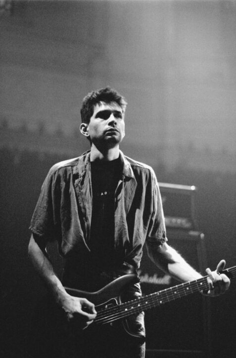 Steve Albini, guitar, performs with Shellac at the Paradiso in Amsterdam, Netherlands on 12th February 1995