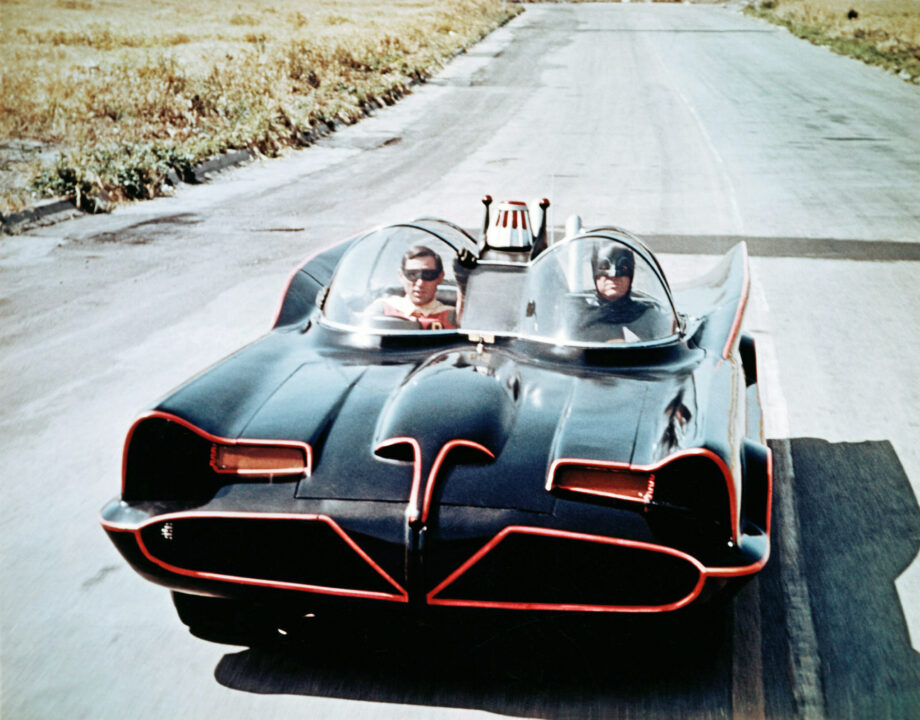 BATMAN, (from left): Victor Paul (stunt double for Burt Ward), Hubie Kerns (stunt double for Adam West), 1966-68.