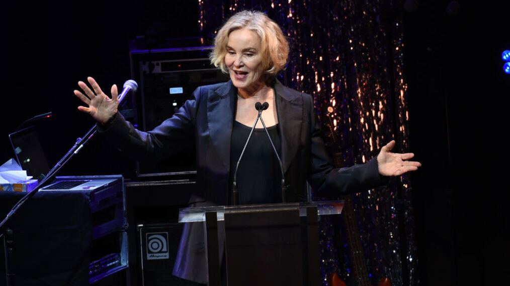 Jessica Lange speaks onstage at the Roundabout Theater's 2020 Gala at The Ziegfeld Ballroom on March 02, 2020 in New York City