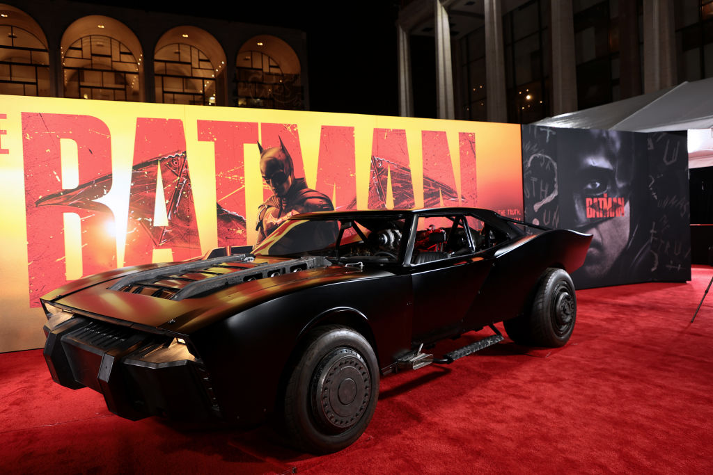 A view of the Batmobile from "The Batman" World Premiere on March 01, 2022 in New York City