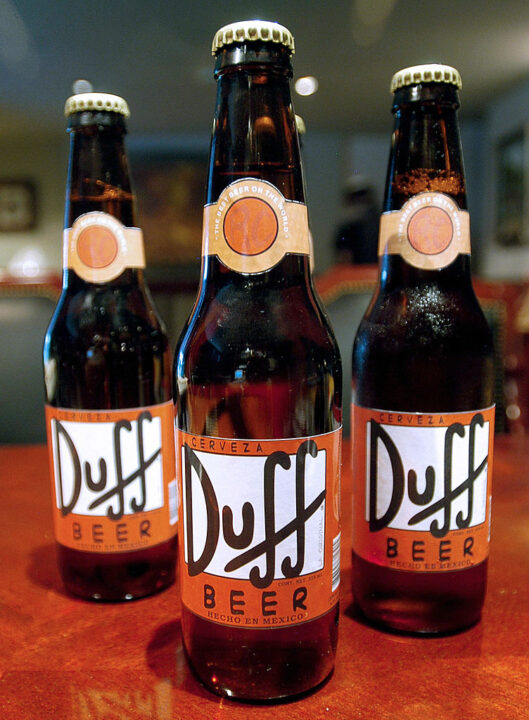 Guadalajara, MEXICO: Picture taken 18 July, 2006 in Jalisco, Guadalajara, Mexico of bottles of the new Mexican beer brand "Duff", which takes its name from the TV US cartoon series "The Simpsons". Issued from an original idea of Mexican entrepreneur Rodrigo Contreras from Guadalajala, the product is patented in Mexico
