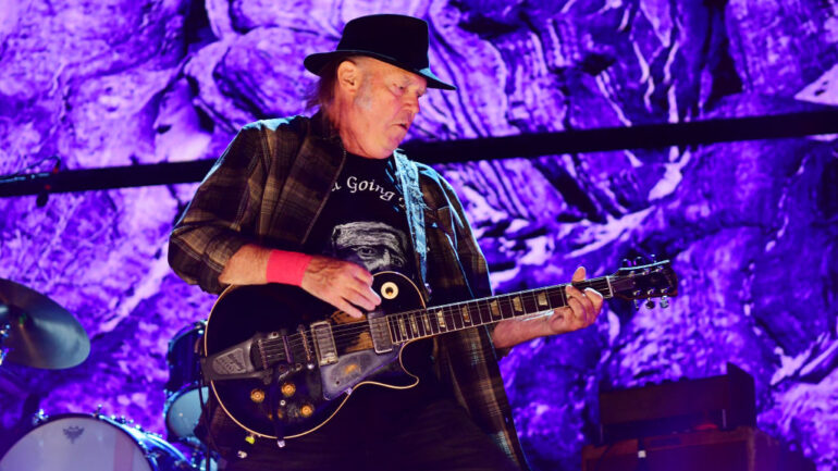 Neil Young performs during 2017 Farm Aid on September 16, 2017 in Burgettstown, Pennsylvania