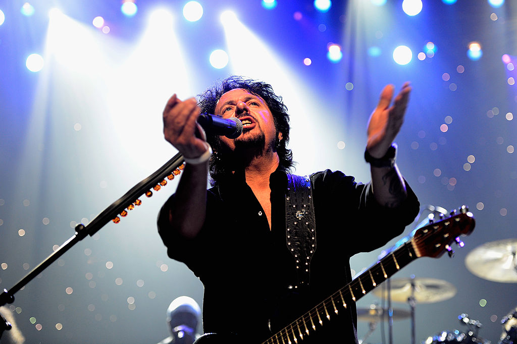Toto's Steve Lukather celebrating Yamaha's 125th Anniversary Live Around the World Dealer Concert performs at the Hyperion Theater on January 25, 2013 in Anaheim, California