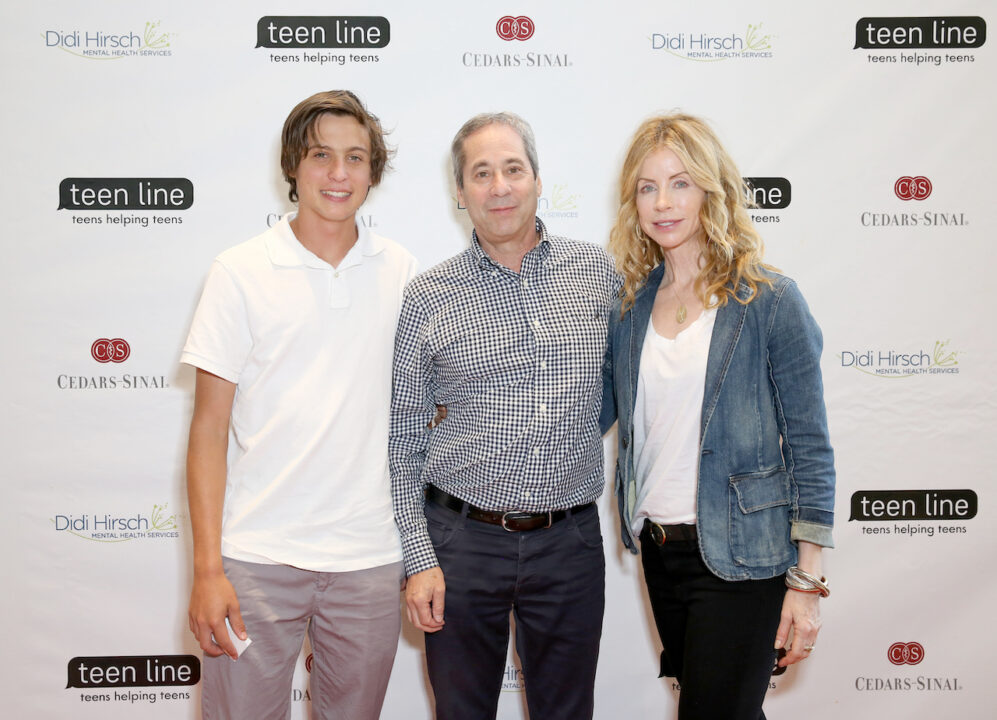 LOS ANGELES, CA - MAY 05: (L-R) Jackson Gurvitz, producer Marc Gurvitz and model Julianne Phillips arrive at the Teen Line's Food for Thought Brunch at UCLA on May 5, 2019 in Los Angeles, California.