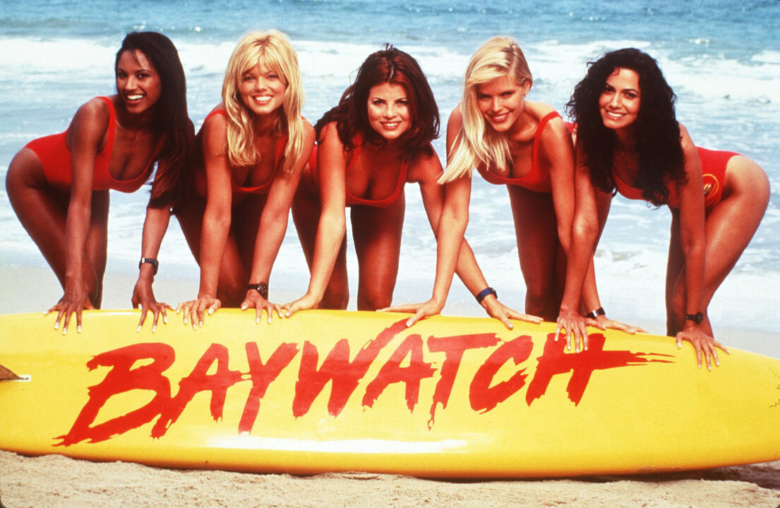 1996 The Girls Of "Baywatch." From L-R: Traci Bingham, Donna D'Errico, Yasmine Bleeth, Gena Lee Nolin And Nancy Valen. Baywatch