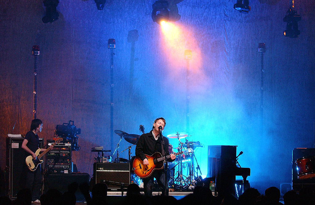 Radiohead frontman Thom Yorke performs at the MTV2 2$BILL Concert Series at the Beacon Theater June 5, 2003 in New York City