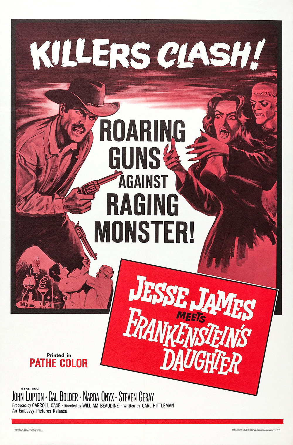 Jesse James Meets Frankenstein's Daughter, poster, US poster art, John Lupton, (left)