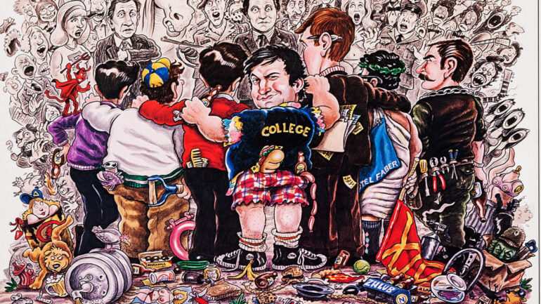 NATIONAL LAMPOON'S ANIMAL HOUSE, (aka ANIMAL HOUSE), US poster art, center: John Belushi, 1978.