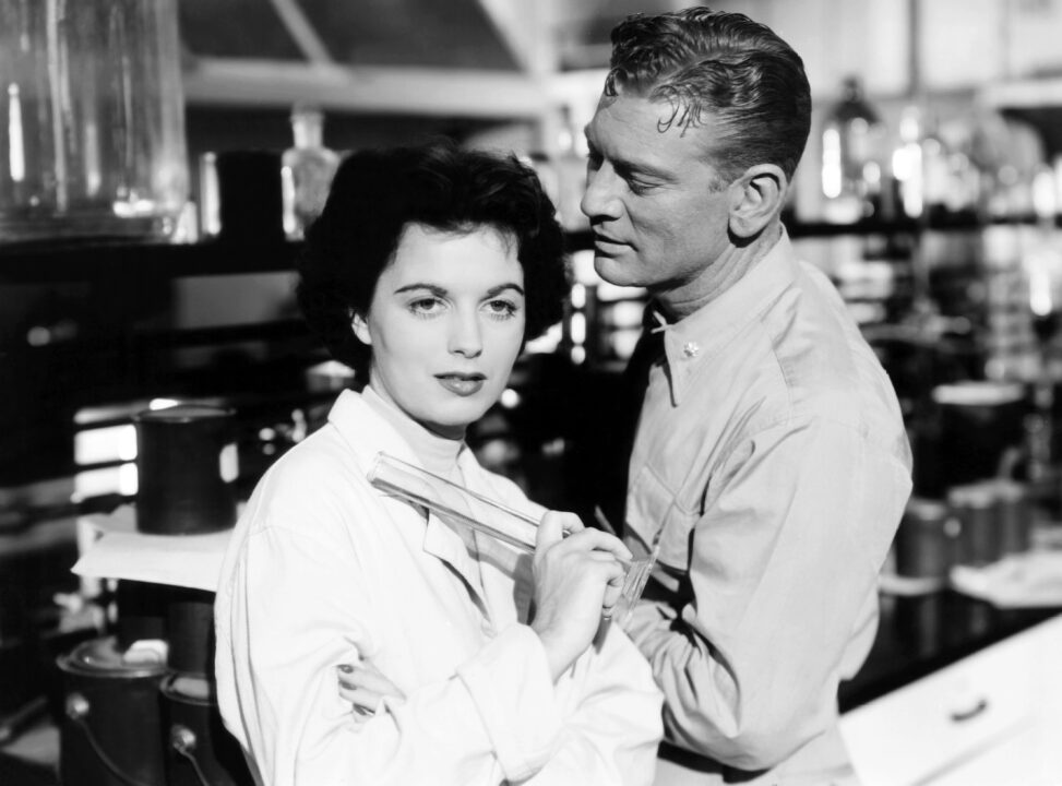 IT CAME FROM BENEATH THE SEA, from left: Faith Domergue, Kenneth Tobey, 1955
