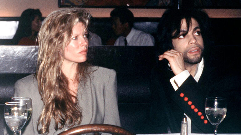American film actress Kim Basinger with singer Prince, circa 1988.