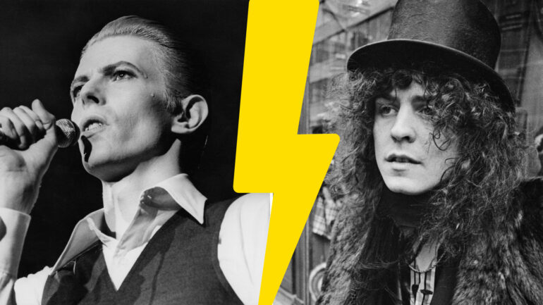 David Bowie and Marc Bolan collage