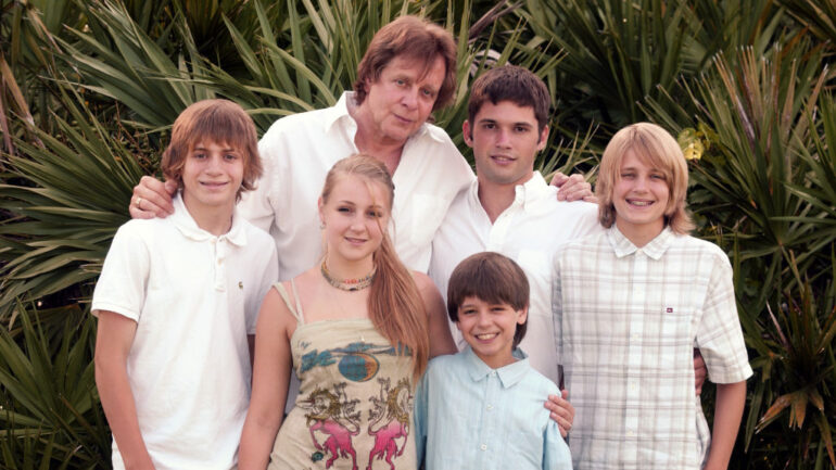 Singer Eddie Money sits for photo session in July 2005 in Florida.With His Five Children