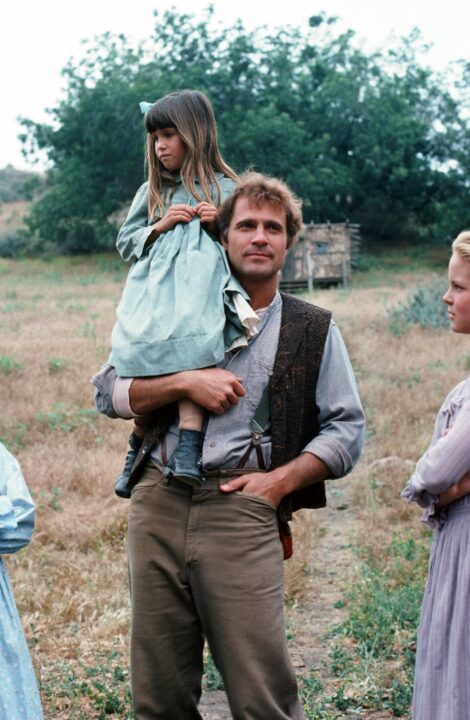 LITTLE HOUSE ON THE PRAIRIE -- "The Handyman" Episode 4 -- Aired 10/03/1977 -- Pictured: (l-r) Lindsay or Sydney Greenbush as Carrie Ingalls, Gil Gerard as Chris Nelson, Melisssa Sue Anderson as Mary Ingalls --