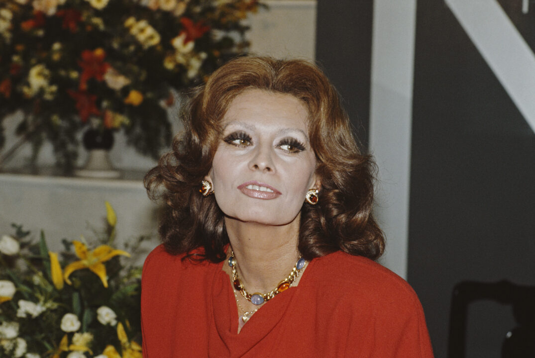 Italian actress Sophia Loren in London to promote her book 'Women & Beauty', 1986