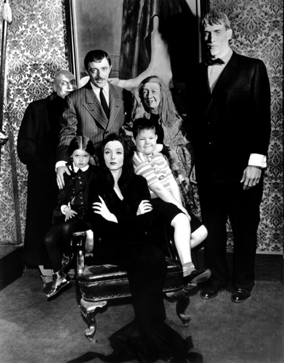 ADDAMS FAMILY, Jackie Coogan, Lisa Loring, John Astin, Carolyn Jones, Ken Weatherwax, Blossom Rock (aka Marie Blake), Ted Cassidy, 1964-1966