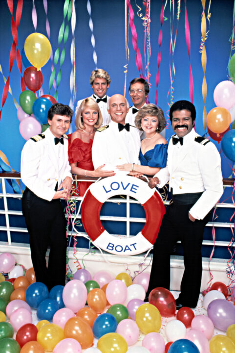 LOVE BOAT, THE, (L-R), Fred Grandy, Patricia Klous, Ted McGinley, Gavin MacLeod, Bernie Kopell, Jill Whelan, Ted Lange, (Season 8, 1984), 1977-86