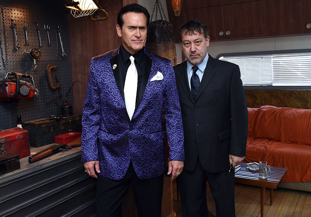Bruce Campbell and Sam Raimi attend STARZ' Ash vs Evil Dead At New York Comic Con at Jacob Javits Center on October 10, 2015 in New York City