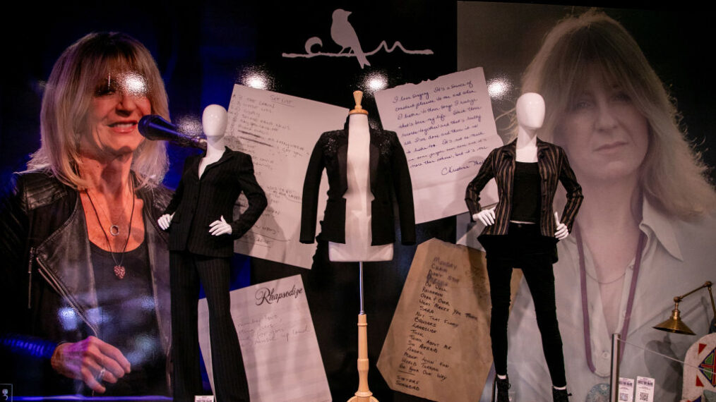 Christine McVie's outfits are pictured during the press preview for Julian's Auction of property from the life and career of Christine McVie at Musicians Hall of Fame and Museum on August 29, 2024 in Nashville, Tennessee