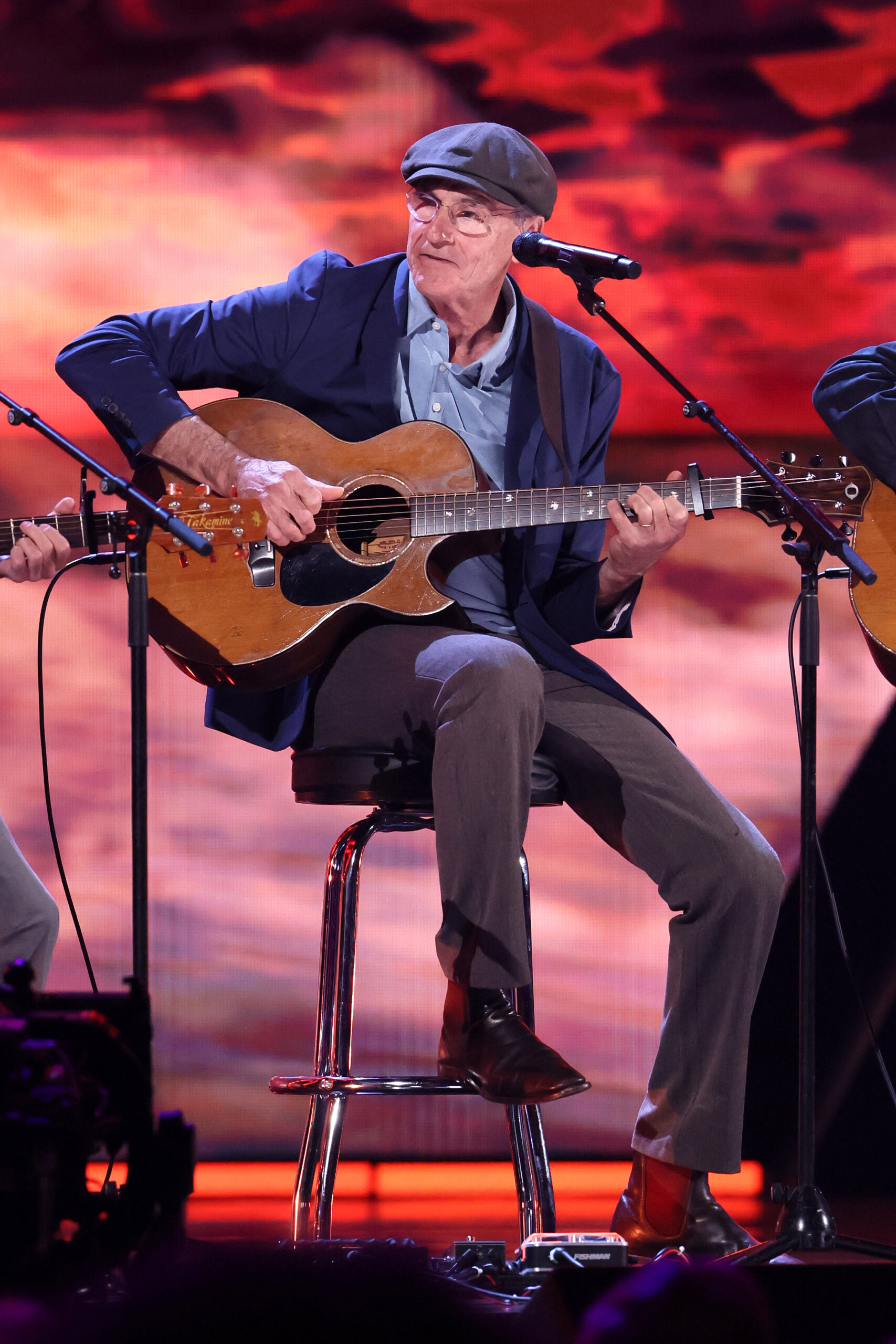 CLEVELAND, OHIO - OCTOBER 19: James Taylor performs onstage during the 2024 Rock & Roll Hall of Fame Induction Ceremony streaming on Disney+ at Rocket Mortgage Fieldhouse on October 19, 2024 in Cleveland, Ohio.