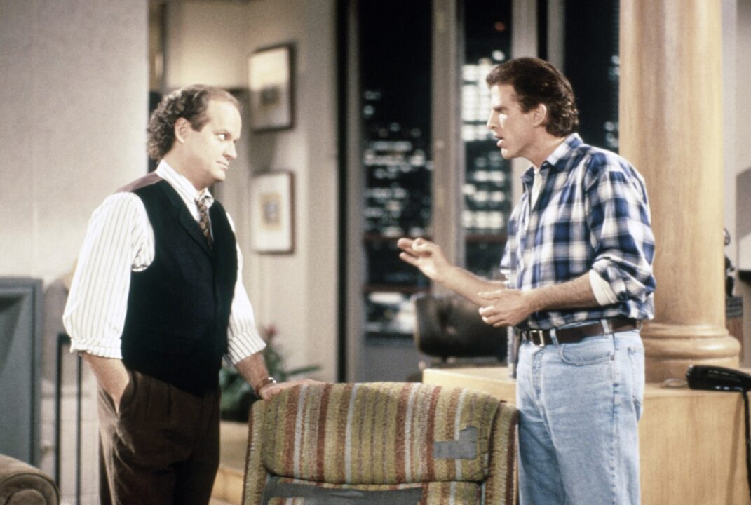 FRASIER, from left: Kelsey Grammer, Ted Danson, 'The Show Where Sam Shows Up', (Season 2, episode 216, aired February 21, 1995), 1993-2004
