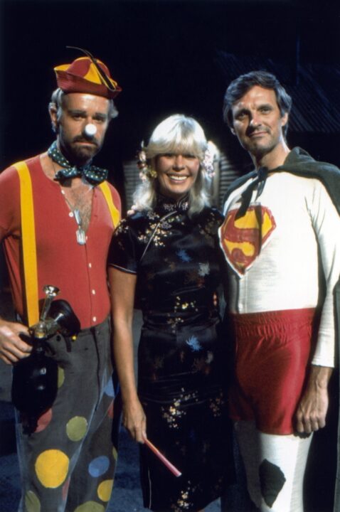 MASH, (aka M*A*S*H*), from left: Mike Farrell, Loretta Swit, Alan Alda, 'Trick or Treatment', season 11, ep. 2, aired 11/1/1982