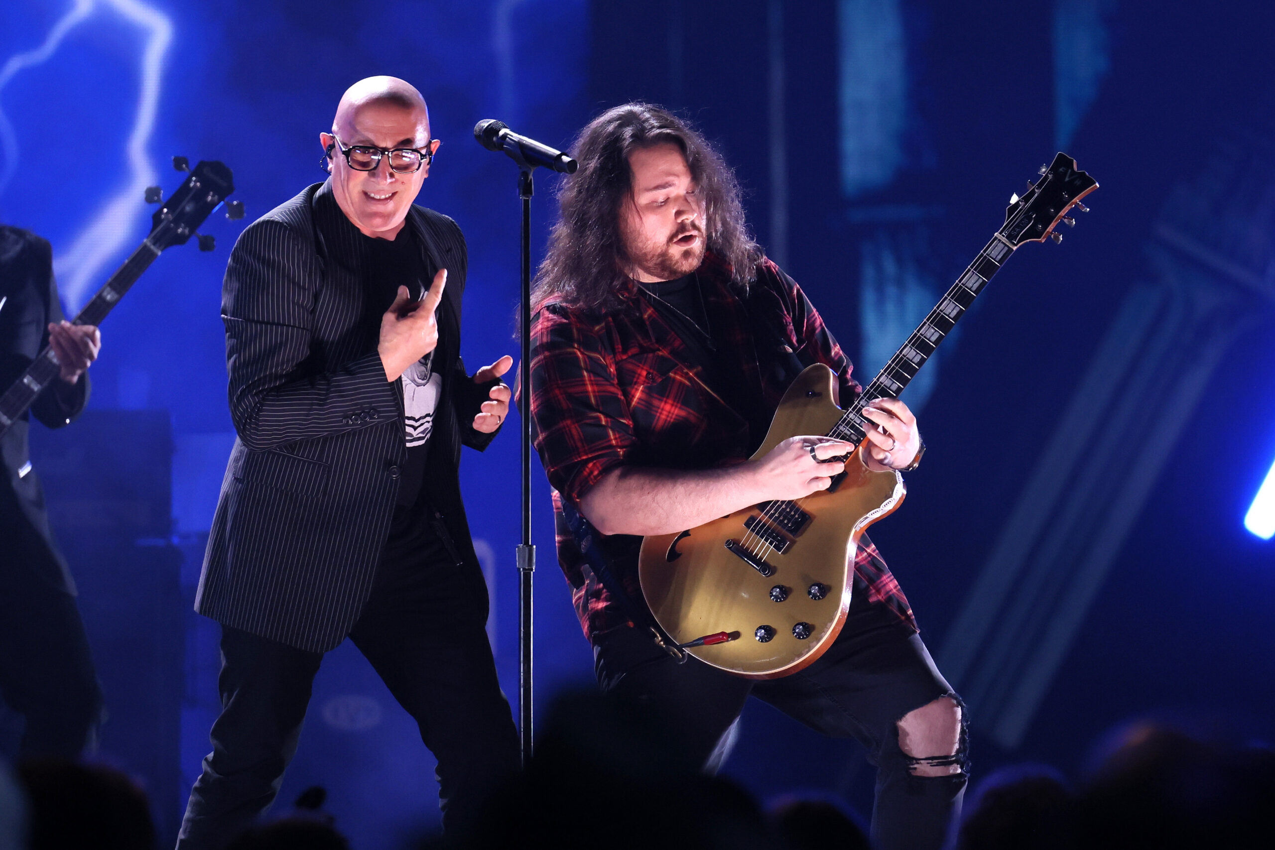 CLEVELAND, OHIO - OCTOBER 19: (L-R) Maynard James Keenan and Wolfgang Van Halen perform onstage during the 2024 Rock & Roll Hall of Fame Induction Ceremony streaming on Disney+ at Rocket Mortgage Fieldhouse on October 19, 2024 in Cleveland, Ohio.