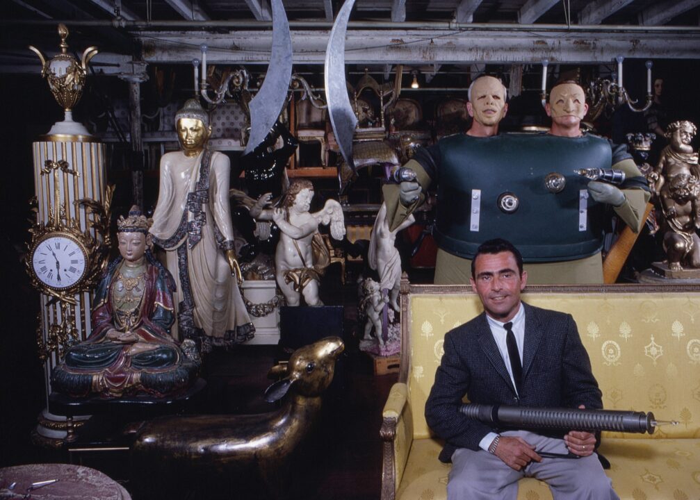 TWILIGHT ZONE, Rod Serling, (creator and writer), with some of the sets and characters from various episodes, (1959), 1959-1963. 