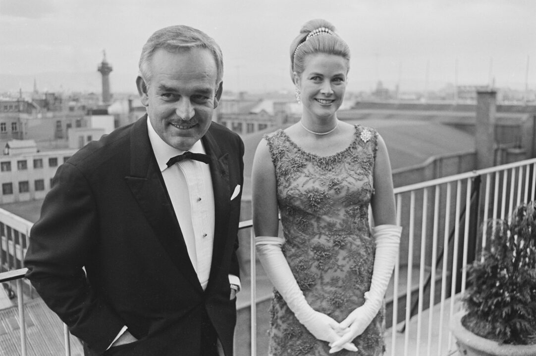 Rainier III, Prince of Monaco (1923-2005) and Princess Grace of Monaco, wearing a dress by Givenchy, attend the Bal Petits Lits Blancs at Powerscourt in Enniskerry, County Wicklow, Ireland, 6th July 1965.