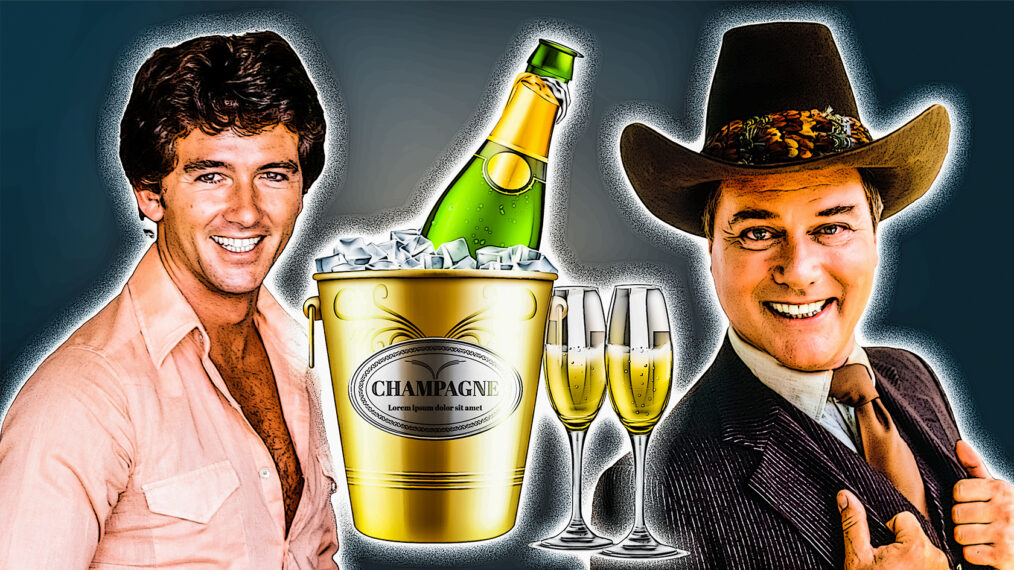 Dallas, Patrick Duffy, Larry Hagman, champagne