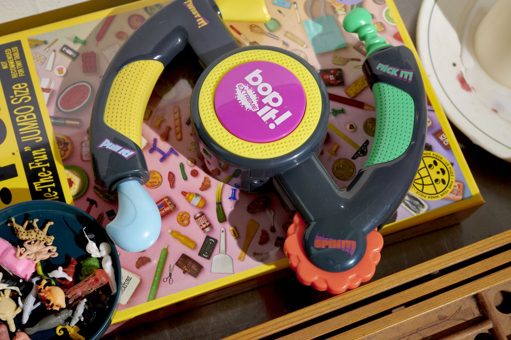 A Hasbro Bop It! game arranged in the Brooklyn borough of New York, US, on Wednesday, July 12, 2023. Hasbro Inc. is scheduled to release earnings figures on July 19