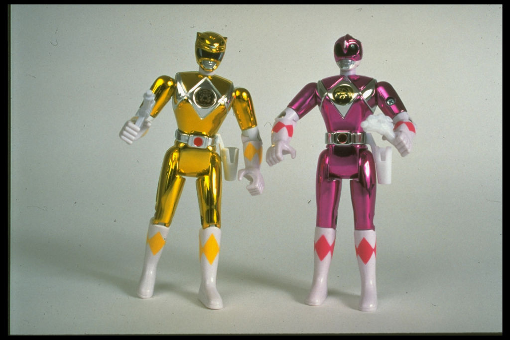 2 Mighty Morphin Power Rangers action figures from popular kiddie TV action fantasy series
