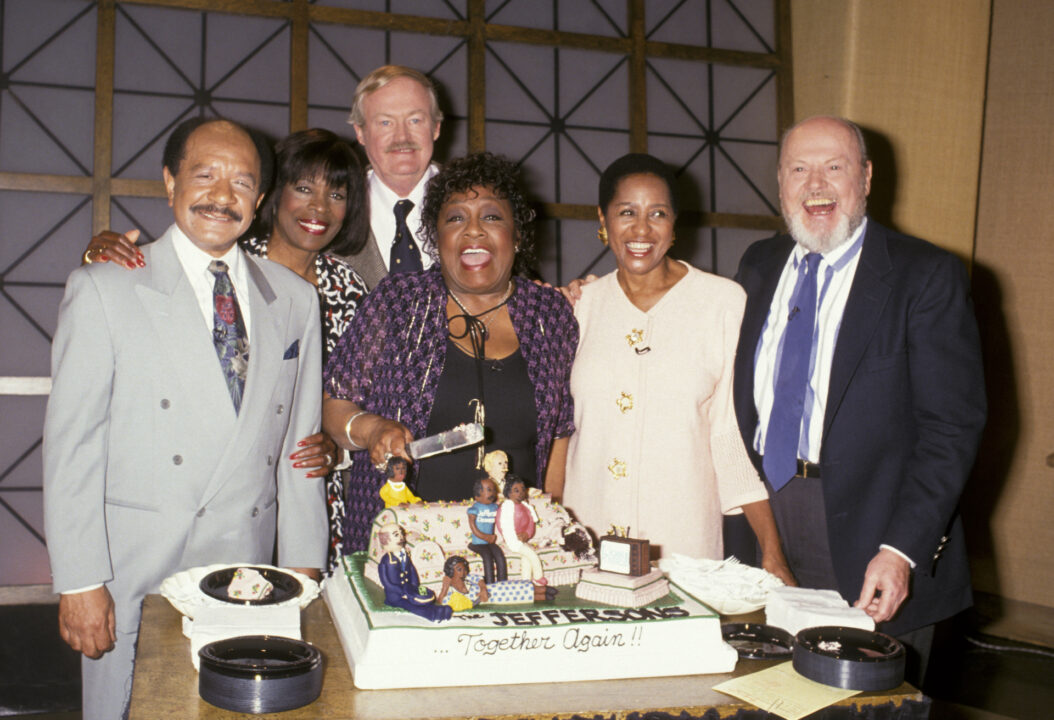 Sherman Hemsley, Roxie Roker, Franklin Cover, Isabel Sanford, Marla Gibbs, and Ned Wertimer