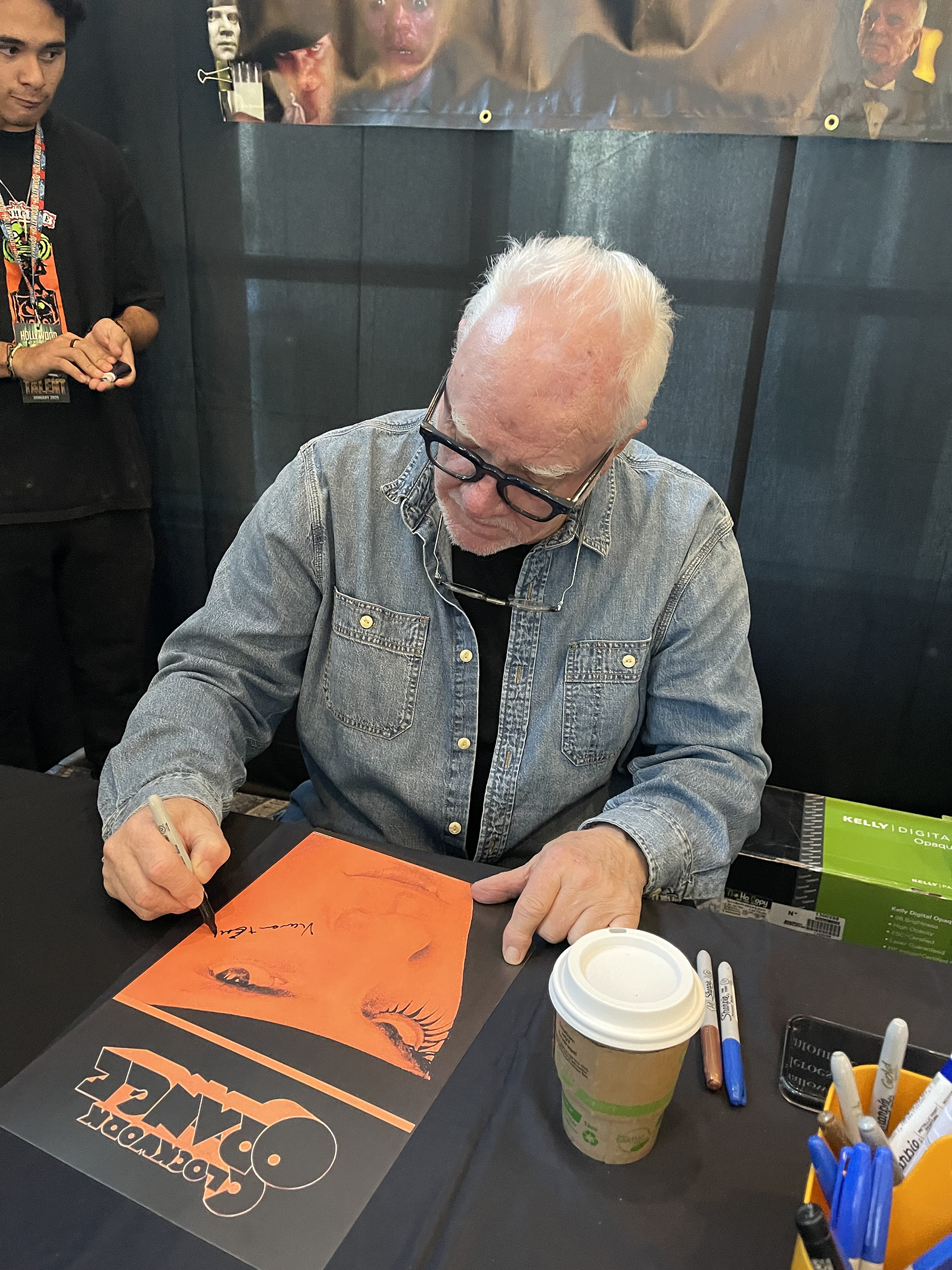 Malcolm McDowell signing autographs at Hollywood Show 2025