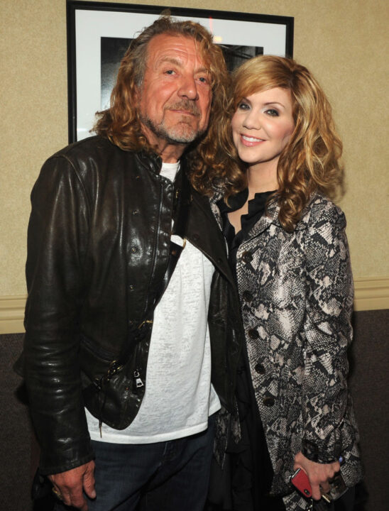 NASHVILLE, TN - OCTOBER 13: ***EXCLUSIVE*** Singers/Songwriters Robert Plant and Allison Krauss backstage at the 10th Americana Music Association honors and awards at the Ryman Auditorium on October 13, 2011 in Nashville, Tennessee