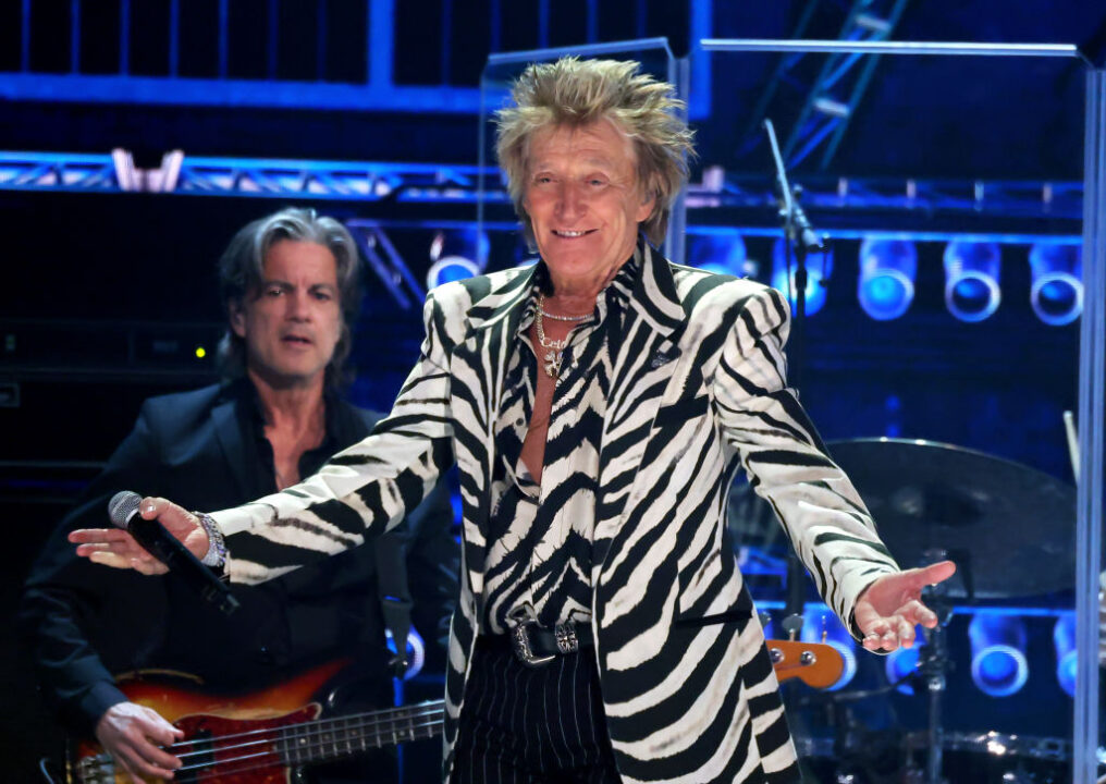 Rod Stewart performs onstage during the FIREAID Benefit Concert for California Fire Relief at Intuit Dome on January 30, 2025 in Inglewood, California