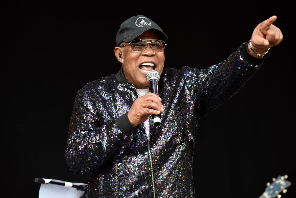 Sam Moore performs on stage with Staks during Day 3 of the Cornbury Festival 2019 on July 07, 2019 in Oxford, England