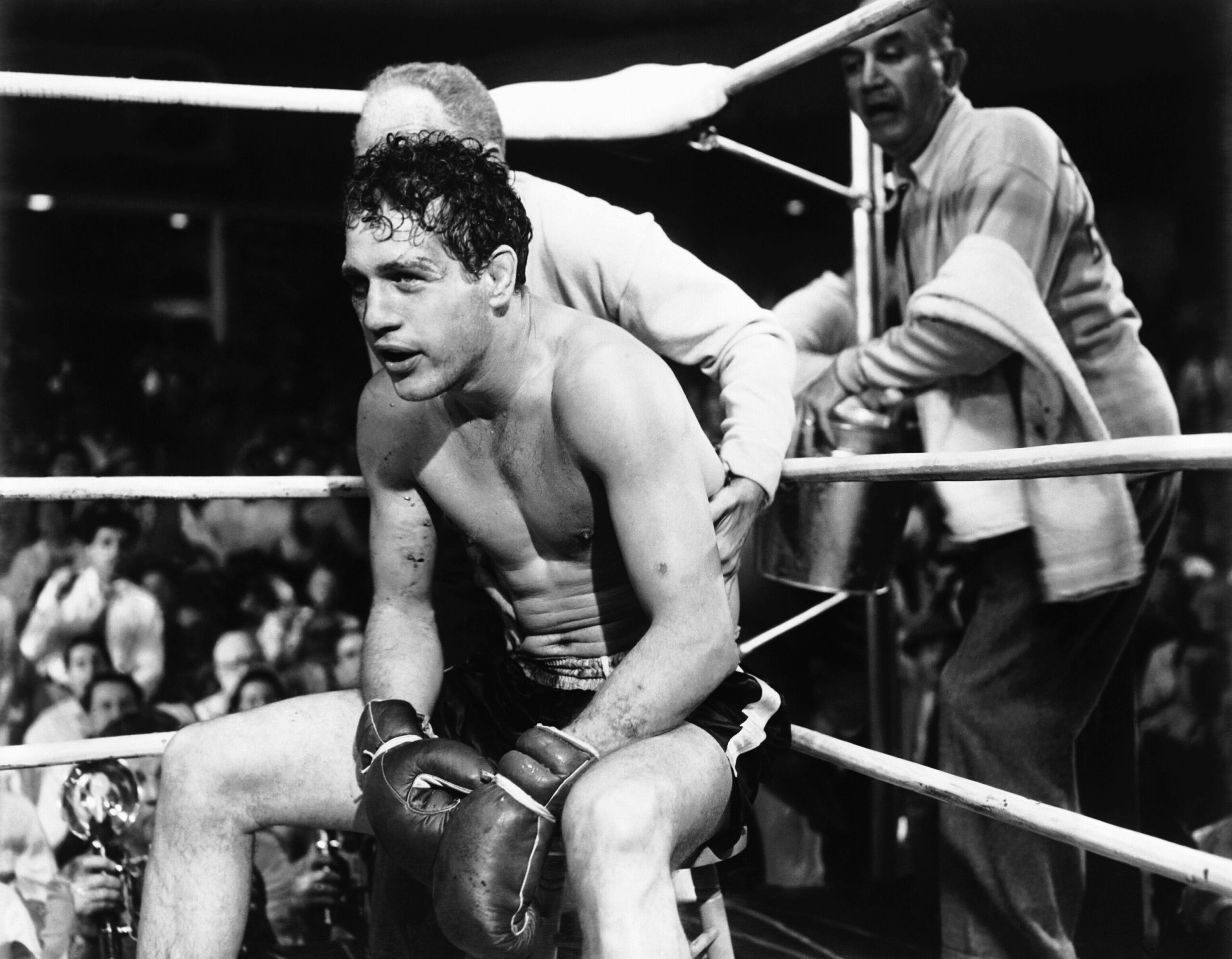 SOMEBODY UP THERE LIKES ME, Paul Newman, Everett Sloane (obscured), Sammy White, 1956