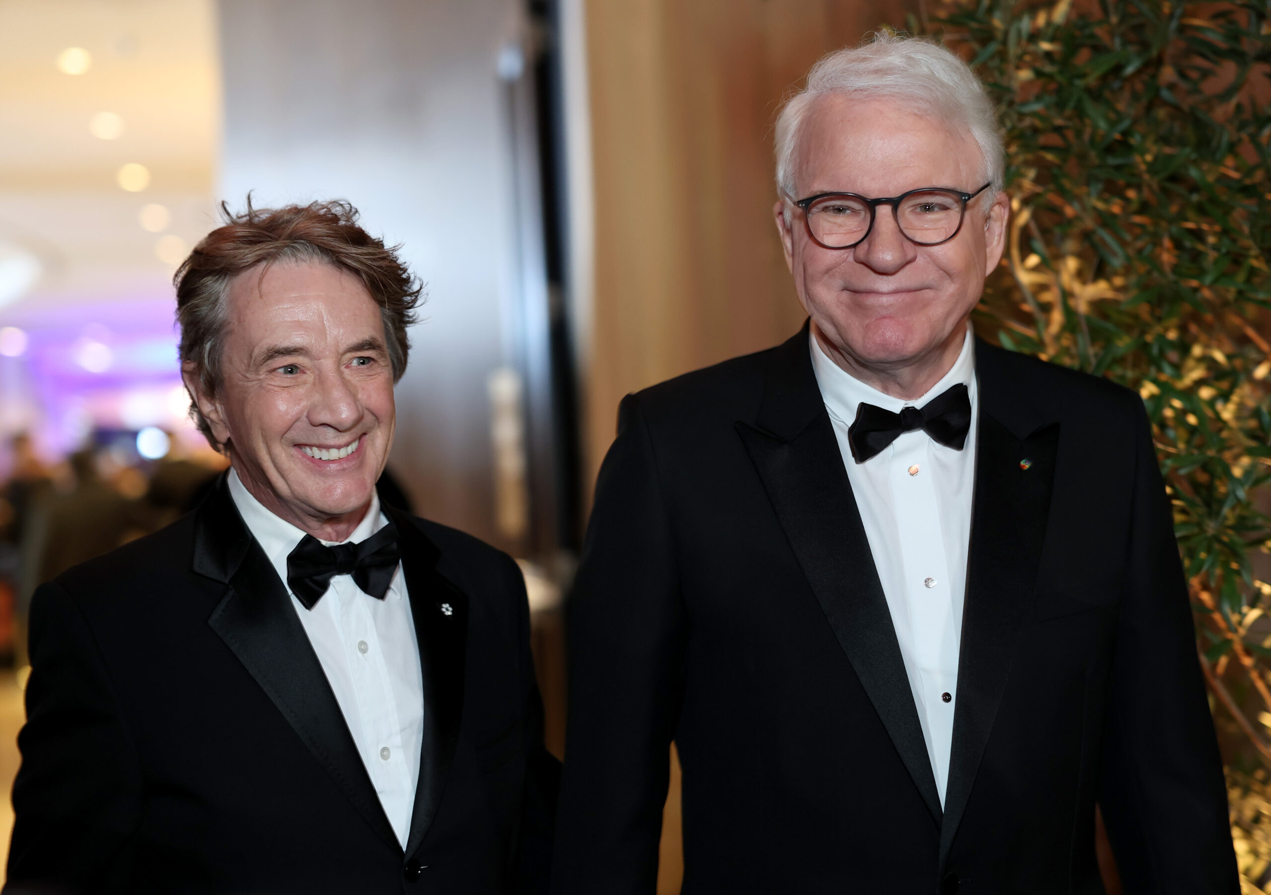 BEVERLY HILLS, CALIFORNIA - JANUARY 05: (L-R) Martin Short and Steve Martin attend the 82nd Annual Golden Globe Awards at The Beverly Hilton on January 05, 2025 in Beverly Hills, California.